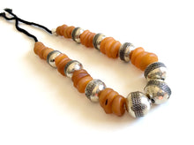 Moroccan bone  beads unique necklace,Berber metal beads jewelry