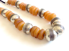 Moroccan bone  beads unique necklace,Berber metal beads jewelry