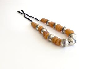 Moroccan bone  beads unique necklace,Berber metal beads jewelry