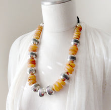 Moroccan bone  beads unique necklace,Berber metal beads jewelry