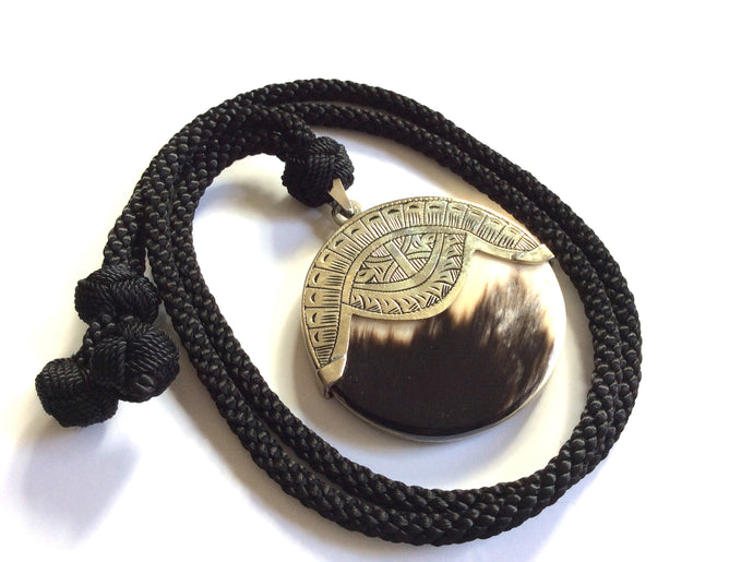 Recycled horn pendant necklace