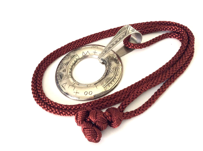 Modern Moroccan burgundy color handmade pendant necklace